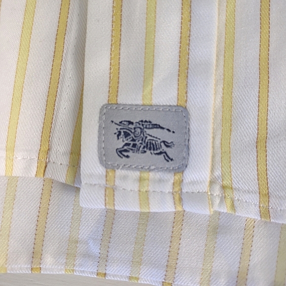 Burberry London Men's Yellow and White Striped Dress Shirt Neck size 17 - Picture 7 of 7